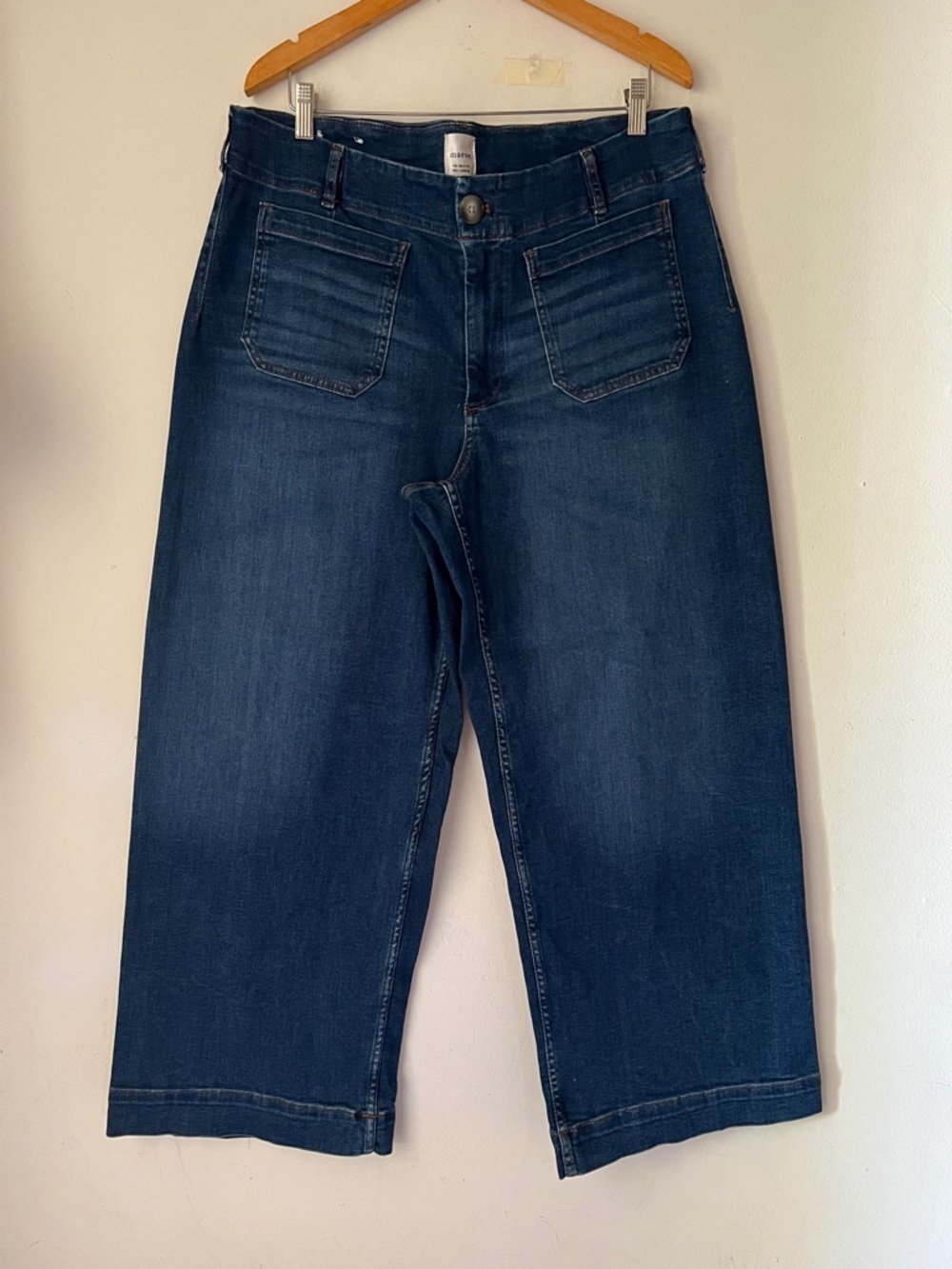 Anthropologie Maeve The Collette Full Length Dark Blue Wide Leg Jeans Sz 16W